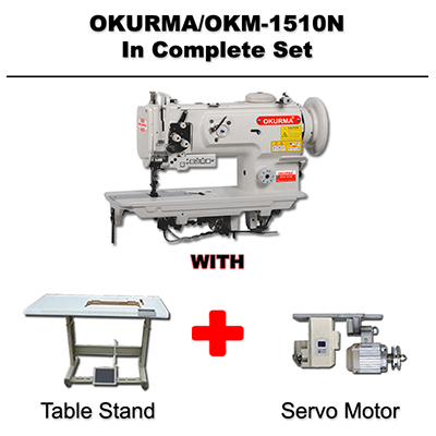 Okurma Single Needle Sewing Machine OKM-1510N in complete set with table stand and clutch motor