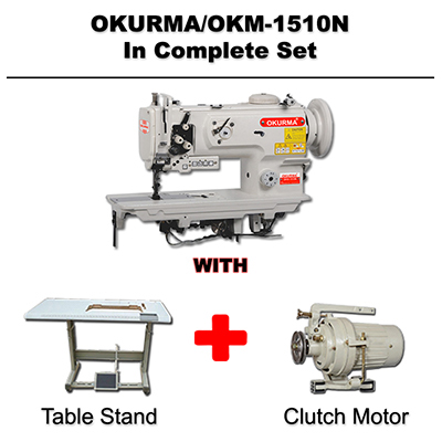 Okurma Single Needle Sewing Machine OKM-1510N in complete set with table stand and servo motor